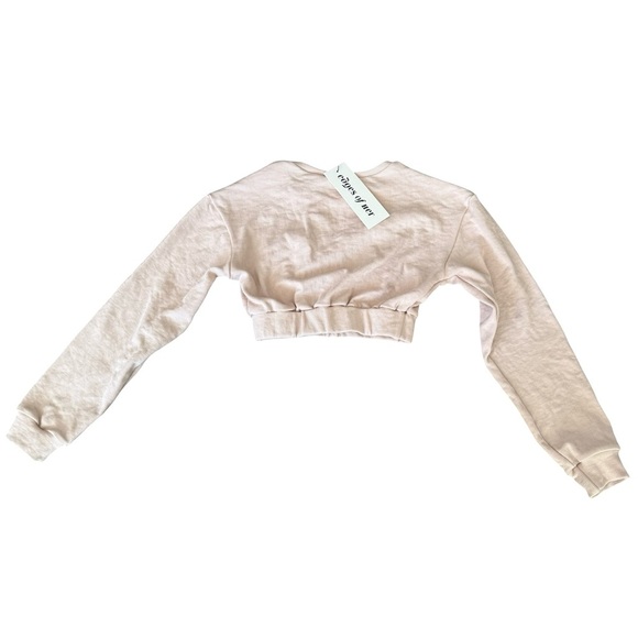 Ribbed Cropped Long Sleeve Top Beige Small NWT - Picture 2 of 6